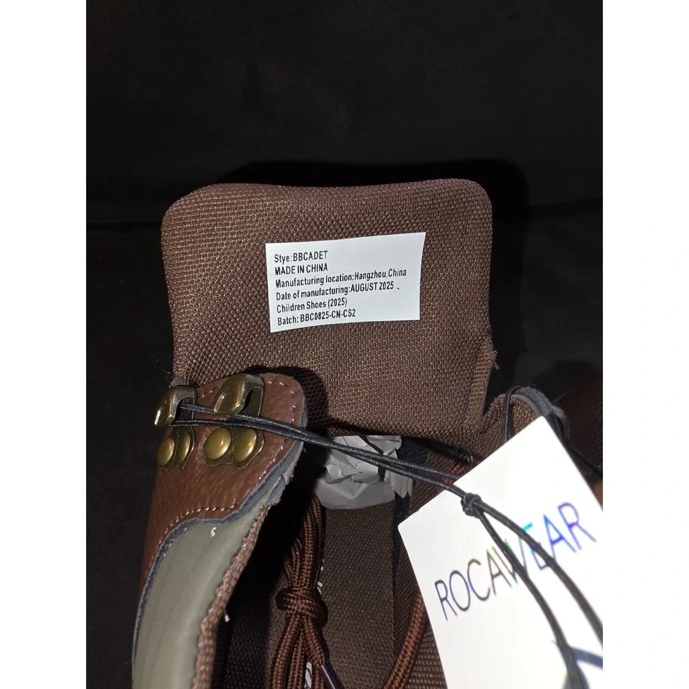 Work Boots Kids Size 4 Rocawear Cadet Brown Olive BBCADET